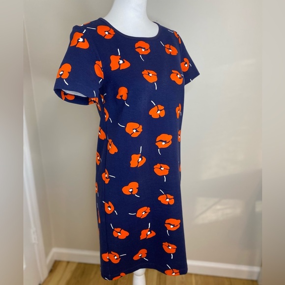 Draper James Poppy Ponte Shift Dress Navy Red Floral Size XS - Picture 4 of 13